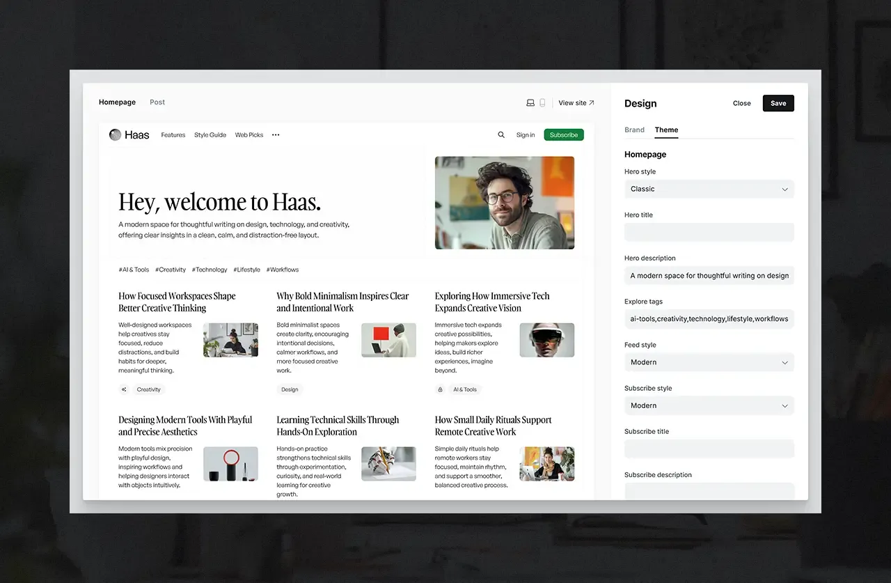 Haas Homepage Options